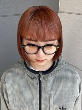 ヘアーアイストゥーレ(HAIR ICI TRE) ミニボブ顔周りレイヤー似合わせカットイメチェンオレンジカラー