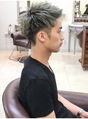 [m]七三オールバックツイストパーマコンマヘアショートレイヤー