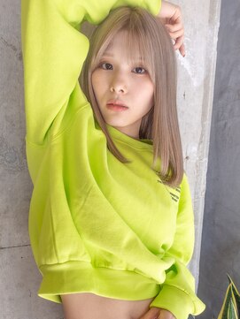 タイドヘア 茨木店(TIDE HAIR) ハイトーンミルクティー×切りっぱなしミディ