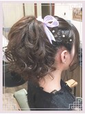 量産型ヘアメ　編み込み　ポニーテール