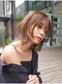 ミディアムレイヤーカットボブウルフ/10代20代/インナーカラー