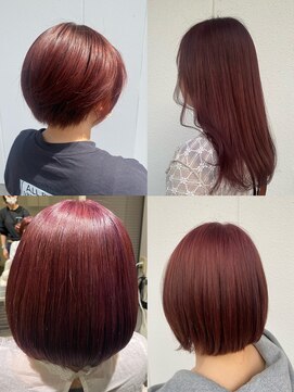 美容室フルール 透明感カラー★ワンカラーピンクブラウン