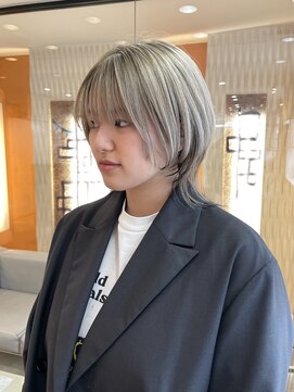 レクタ(recta) ウルフヘア シルバーカラー 裾カラーブラック