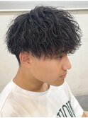 奈良men's縦落ちツイストスパイラルパーマ刈り上げマッシュ