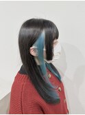 水色イヤリングカラー×姫カット