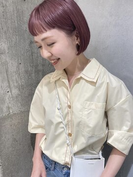 ネウィ 広島(newi) 丸みボブ　くすみピンク