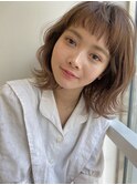オン眉バングのクリープパーマ