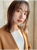ボブロブヘアカーキグレージュオリーブベージュ大人かわいい小顔