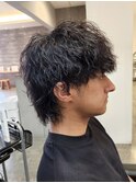 マッシュウルフツイストスパイラルパーマメンズショートパーマ