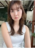 ことりベージュ/ウルフレイヤー/オリーブベージュ/斜めバング