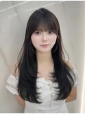小顔レイヤー　前髪顔周り　髪質改善縮毛