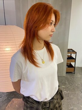 カシェ ナカザキ(CACHE NAKAZAKI) オレンジカラー/ブリーチ/レイヤーカット