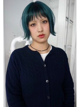 レコ 渋谷(LECO) ブリーチハイトーングリーンブルーエメラルドカラー