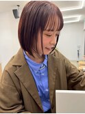 ナチュラルブラウン/レッドブラウン/切りっぱなしボブ/西千葉