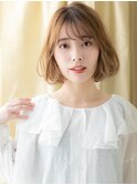ミルクティーブロンドエンドカラーゆるふわボブ20代30代X川口