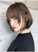 イメチェン/ピンクベージュ/アンブレラカラー/前髪/表参道