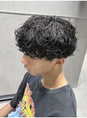 シャドウパーマ刈り上げマッシュ無造作波巻きスパイラル