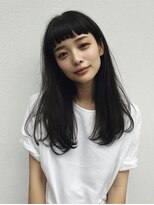ウェルズ グランデ 奈良店(Well's GRANDE)&nbsp;毛先が散る厚めぱっつん黒髪ロング
