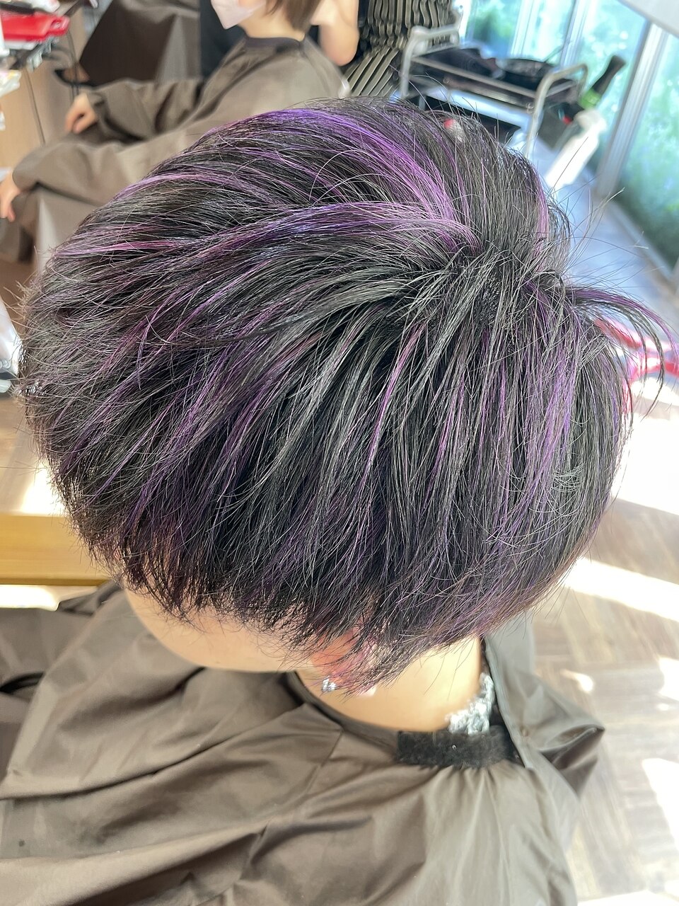 ❤希少❤バイカラーラビットヘアフロ－ライト❤とても美しい❤魅了してやまない❤ ハイライトカラー ミルクティーベースにピンクとバイオレット