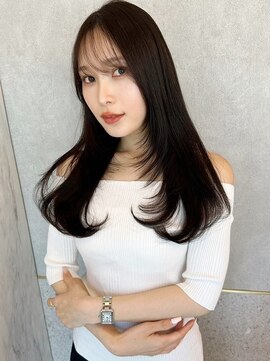 シーシンジュク 新宿南口(Sea shinjuku) ブリーチなしチョコレート色×前髪/顔周り×韓国ロング[新宿]