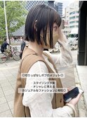 ボブ　切りっぱなしボブ　前髪あり　ミニボブ　ショートボブ