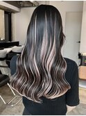 ◯アクセントカラーインナーカラーブルーアンブレカラー大人女子