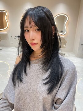 サイン 渋谷(SIGN) 韓国ヘアーハッシュカットレイヤーカットグレージュブリーチ無し
