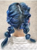 結婚式パーティー2次会ヘアセット/編み込みツインテール