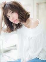 モッズ ヘア 福岡姪浜店(mod's hair)&nbsp;mod's姪浜/斜めバングくびれボブ韓国巻きエアウェーブパーマj