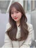 ベージュブラウンレイヤーカット韓国巻き