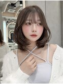 レイヤーボブ/ミルクグレージュ/韓国/結べるレイヤーカット/0530