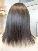 鎖骨下/レイヤーボブ/アッシュブルー/7トーン/流しバング