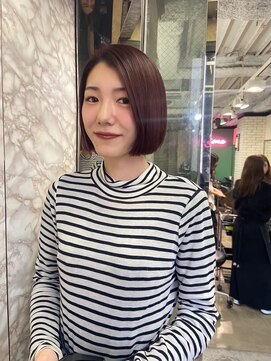 スティーロ 渋谷(Steelo) steel 切りっぱなしボブ×レッドブラウン