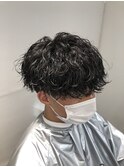 波巻きマッシュ(刈り上げツーブロック黒髪パーマ)