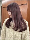 チェリーレッドボルドーハイトーン/ダブルカラー/ケアブリーチ