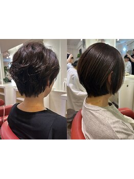 暗くなり過ぎず、透明感・艶感のある白髪染めで、年齢を感じさせない美しさを引き出します◎〔白髪染め〕