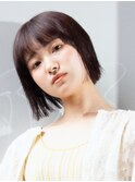 20代30代ミニボブココアブラウン小顔美肌ストレート丸み