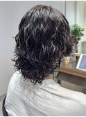 横浜西口サーフカールメンズカットセンターパートウルフパーマ
