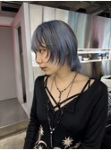 アイスブルー×ブラウンのコントラストデザインウルフ