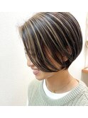 コントラストハイライト/ショートボブ