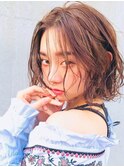 大人ショートボブ×ウェーブ