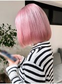 ハイトーンボブ/ボブ/切りっぱなしボブ/ピンクカラー/髪質改善