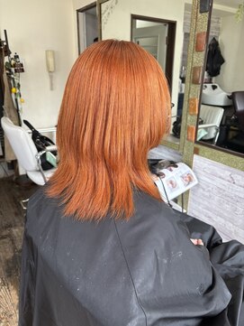 ロール(ROLL) オレンジ/アプリコット/ブリーチ/ダブルカラー/福岡天神