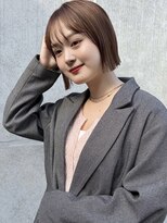 ラミエバイメルト 下北沢(lamie by melt) 切りっぱなしボブ顔周りカットダブルカラーミルクティーベージュ