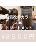 カット無し)カラー全体+しっとりトリートメント 8500円