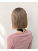 切りっぱなしボブ　ハイトーンミルクティー　名東区美容室