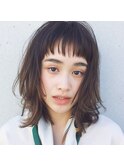 大人かわいい ショートバングなのに小顔のミディアム　Belle銀座