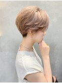 大人女子ベリーショート ミルクティーベージュ ハイトーンK09-08