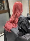 キャンディレッド、ブリーチ無しダブルカラー