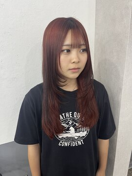 アジールヘア 北千住駅西口店(agir hair) 顔まわりレイヤーカットボルドーカラー北千住